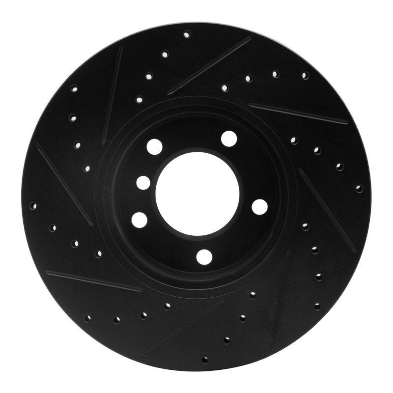 BMW 220i Brake Rotor (1) - Front Right - R1 Concepts - Drilled & Slotted - Black - `07-`21